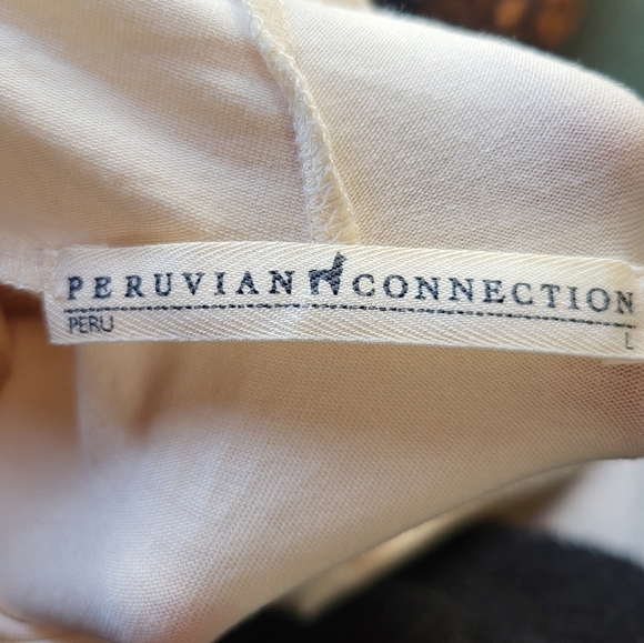 Peruvian Connection Women's Extreme T-Neck Turtleneck Pima Cotton in Cream L - Picture 6 of 7